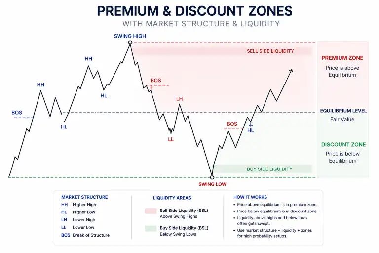 Premium and Discount Zone with Market Structure